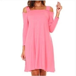 ISAAC Liev Pink Rayon Cold Shoulder Mini Dress
